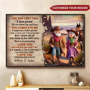 The Day I Met You Cowboy Happy Old Couple Personalized Poster, Anniversary Valentine's Day Gift For Couple