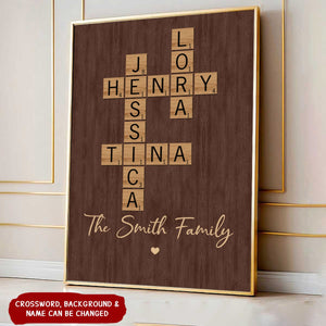 Family Crossword Art - Created In A Moment, Treasured Forever Personalized Poster