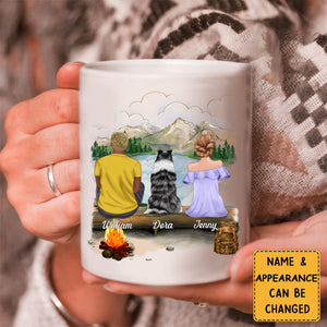 Hiking Mountain Dog And Couple - Personalized Mug, Gift For Dog Lovers