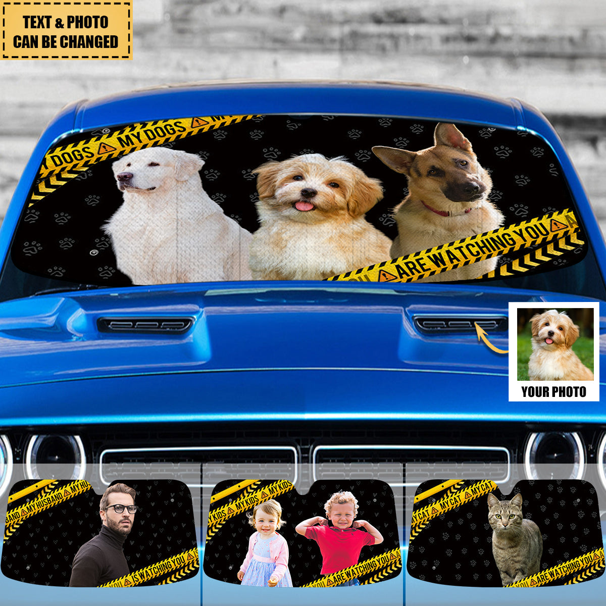 Custom Photo Funny Face Husband Wife Dog Cat - Personalized Auto Sunshade