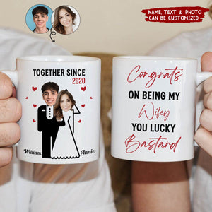 Congrats On Being My Wifey - Personalized Photo Mug