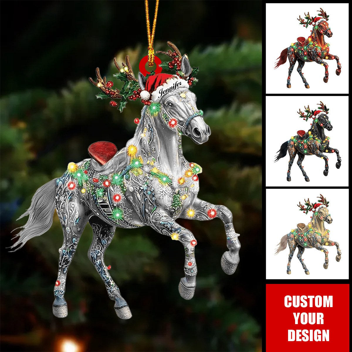 Personalized Horse Shaped Christmas Ornament, Perfect Gift For Horse Lovers