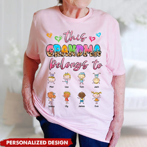 This Grandma Mom Belongs To Happy Kids Personalized Shirt