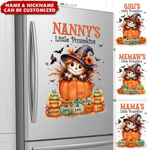 Grandma's Little Pumpkins - Scarecrow Grandma With Pumpkin Kid Names Personalized Decal