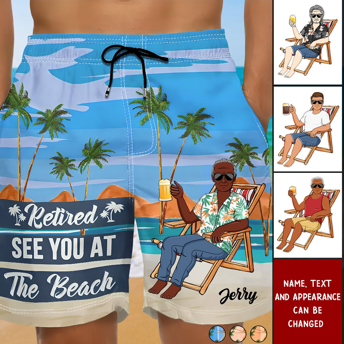 Retired See You At The Beach - Personalized Unisex Beach Shorts