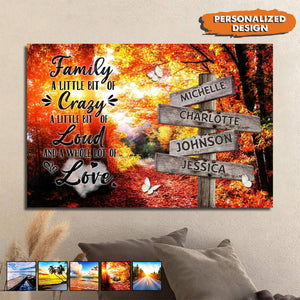 Family Canvas Wall Art - Personalized Canvas - Family A Little Bit Of Crazy