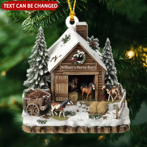 Dreamy Horse Barn Personalized Christmas Ornament, Horse Lovers Gift