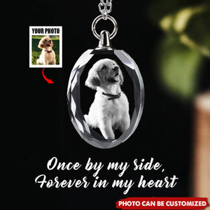 Custom Photo Laser Engraved Crystal Necklace, Valentine's Day, Mother's Day, Memorial Gift