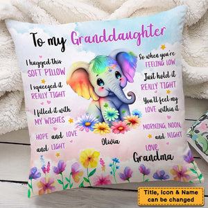 Personalized Gift For Daughter Granddaughter Elephant Pillow