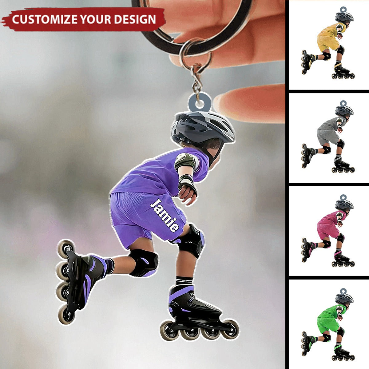 Roller Skating Kid Personalized Acrylic Keychain