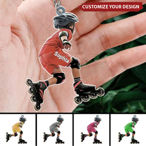 Roller Skating Kid Personalized Acrylic Keychain