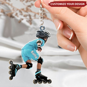 Roller Skating Kid Personalized Acrylic Keychain