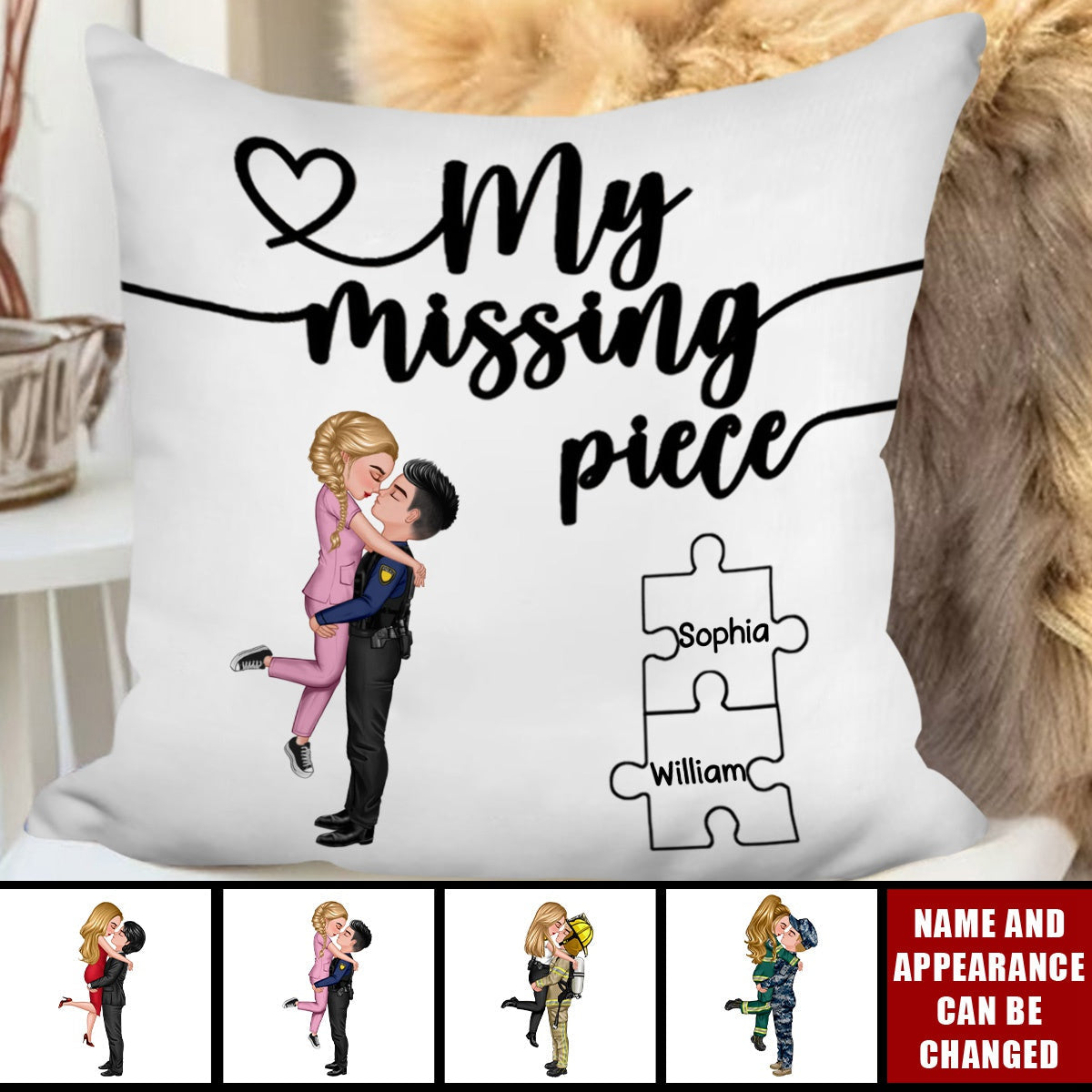 My Missing Piece Occupation Couple- Personalized Pillow, Valentine's Day Gift For Couple