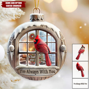 Memorial Cardinal Outside Window 3D Effect Sympathy Gift Remembrance Keepsake Personalized Acrylic Flat Ornament