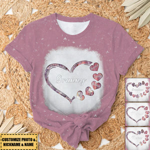 Sparkling Grandma With Sweetheart Kids Personalized Photo 3D T-shirt