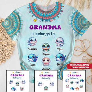 This Grandma Blong To - Grandkids And Name, Love Ocean, Gift For Mom - Personalized 3D T-shirt