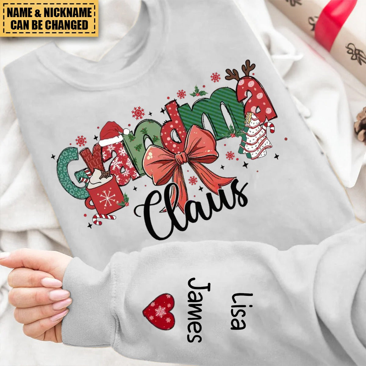 Christmas Is More Joyful When It’s Filled With Grandma’s Love - Family Personalized Unisex Sweatshirt With Design On Sleeve