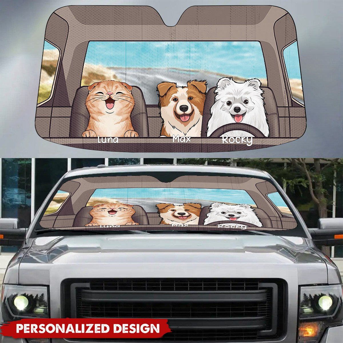 Pet Lovers - Dogs And Cats - Personalized Auto Sunshade