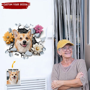 Photo 3D Cracked Pet Face Personalized Decor Decal