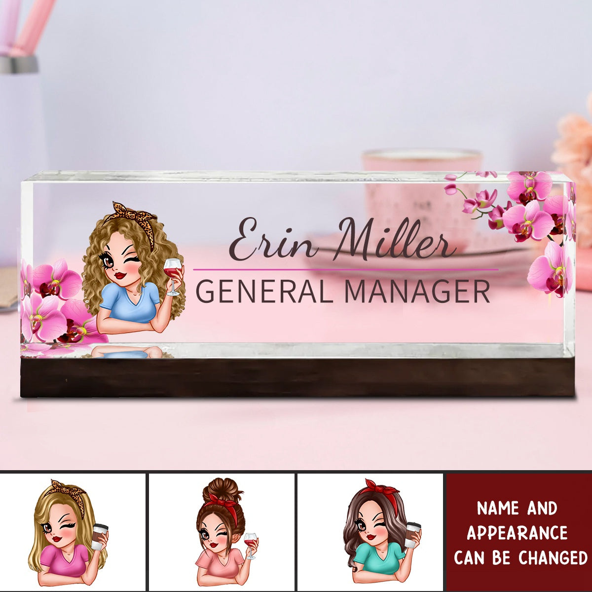 Woman Office Personalized Acrylic Desk Name Plate