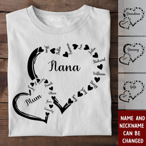 Mom Grandma And Kids Sweet Hearts Personalized T-shirt