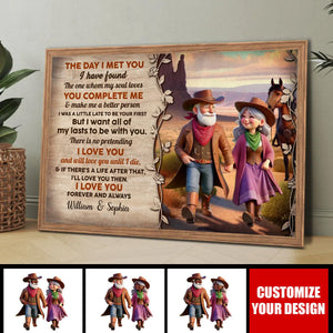 The Day I Met You Cowboy Happy Old Couple Personalized Poster, Anniversary Valentine's Day Gift For Couple