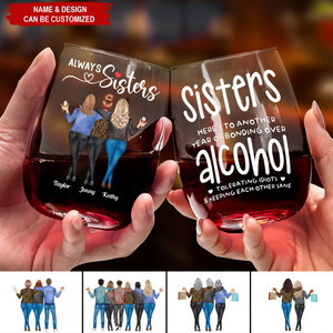 Here's To Another Year Of Laughing & Keeping Each Other Sane! - Personalized Stemless Wine Glass