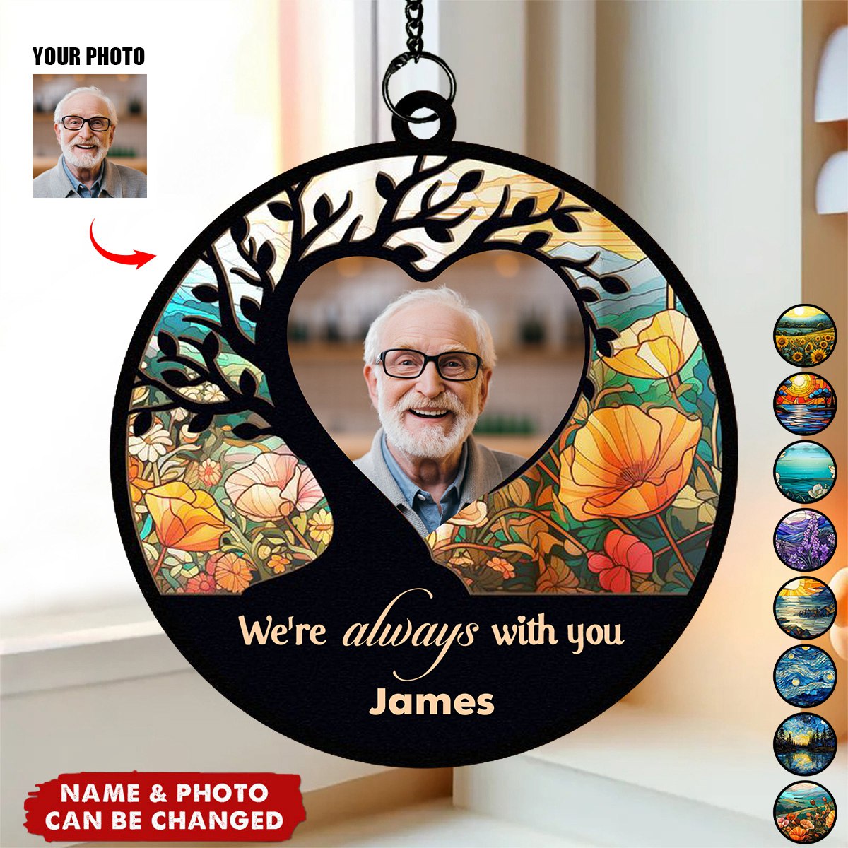 Memorial Keepsake I'm Always With You - Personalized Window Hanging Suncatcher Photo Ornament