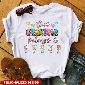 This Grandma Mom Belongs To Happy Kids Personalized Shirt