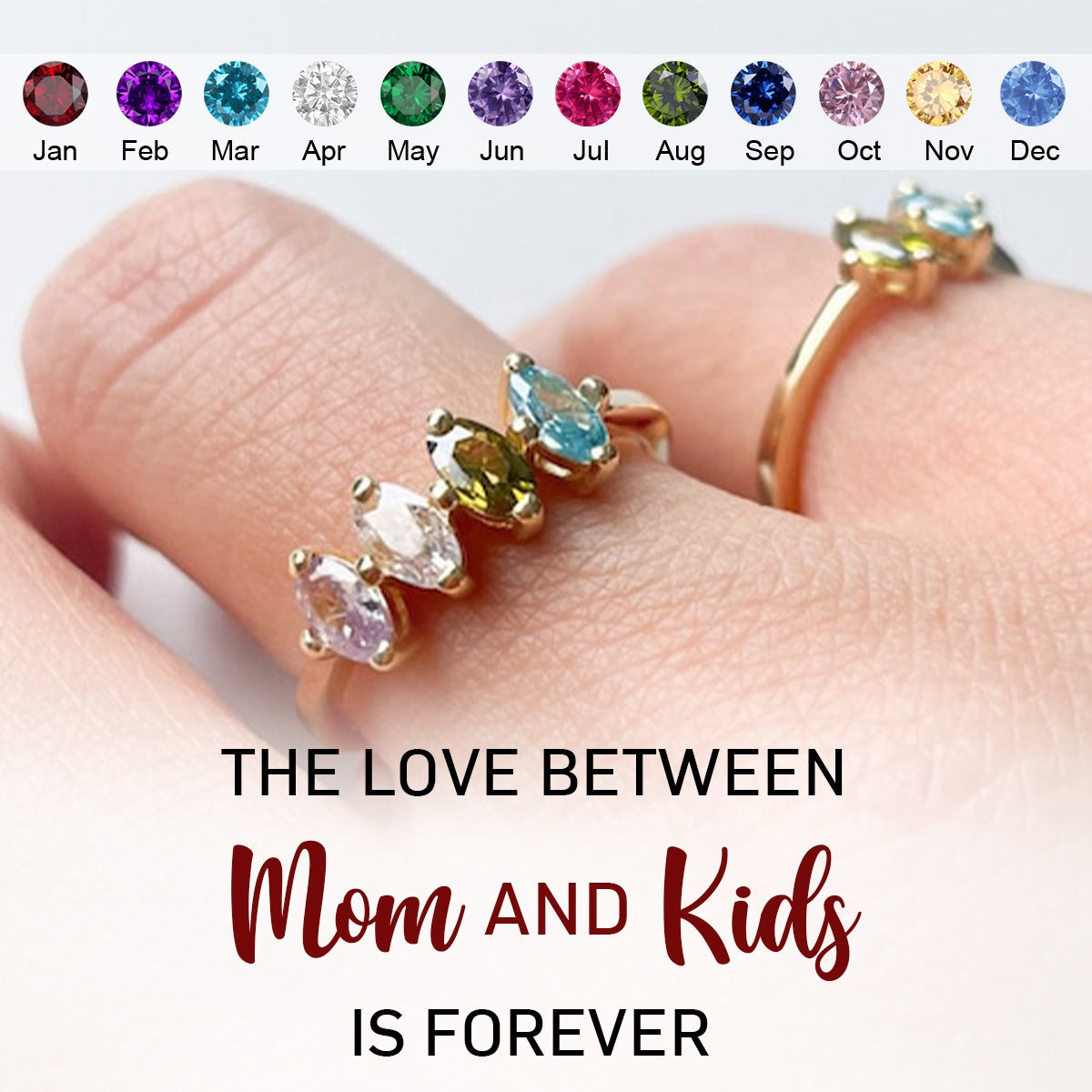 Minimalist Personalized Birthstone Ring, Gifts for Mom Grandma