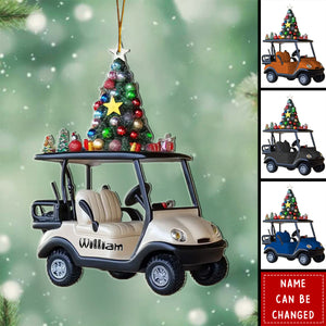 Golf Cart Rides And Good Vibes Personalized Name Shaped Christmas Ornament