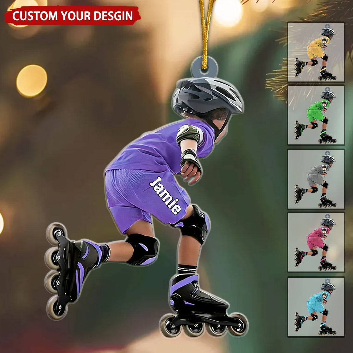 Roller Skating Kid Personalized Christmas Ornament