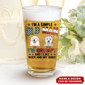 I'm Grumpy And I Like Beer And My Dog - Personalized Beer Glass