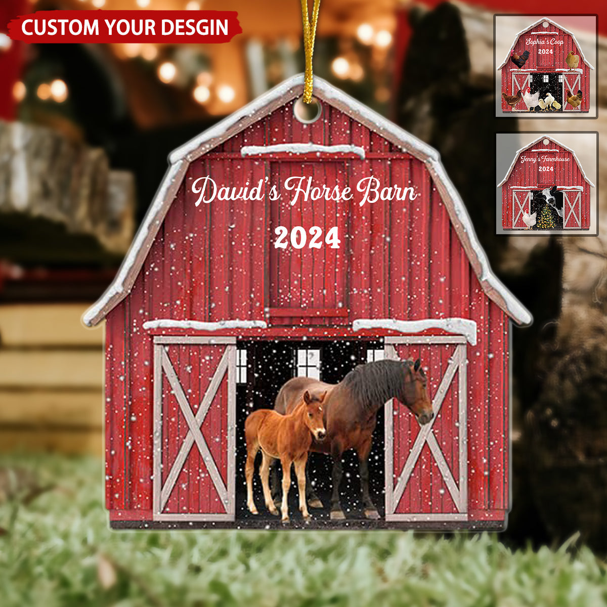 Dreamy Farmhouse Personalized Christmas Ornament