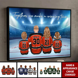 Daddy's Team Hockey Family Sitting Personalized Poster, Gift For Family, Dad, Grandpa, Husband