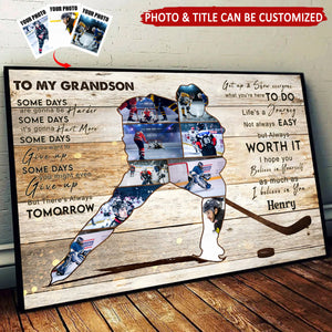 Custom Photo Hockey Player Collage Personalized Canvas, Ice Hockey Sport Gift