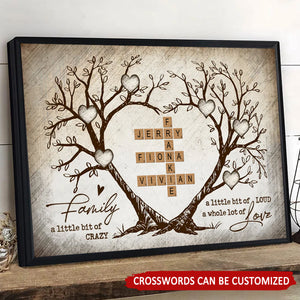 Family Heart Tree Crossword Puzzle Personalized Poster, Gift For Family