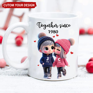 Cute Cartoon Couple Together Since Personalized Mug