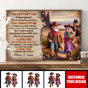 The Day I Met You Cowboy Happy Old Couple Personalized Poster, Anniversary Valentine's Day Gift For Couple