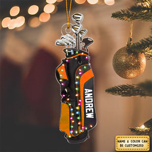 Golf Bag With Christmas Light Personalized Ornament, Gift For Golf Lovers