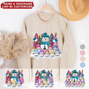 Grandma Snowman & Kid Christmas Tree Personalized Sweatshirt