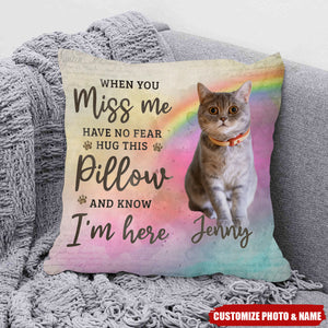 When You Miss Me, Hug This Pillow - Memorial Personalized Photo Pillow