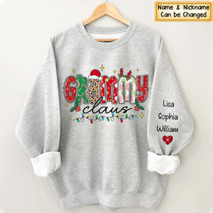 Grandma's Love Fills Christmas With Joy - Family Personalized Unisex Sweatshirt With Design On Sleeve - Christmas Gift For Mom, Grandma