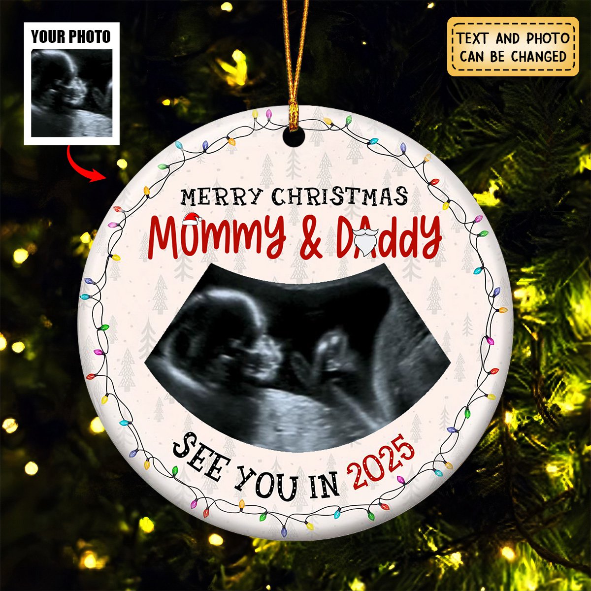 First Christmas Mommy & Daddy - Personalized Ceramic Photo Ornament