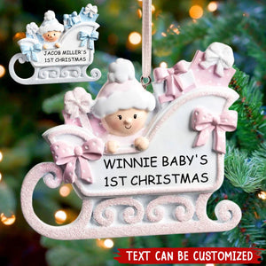 Cute Baby Sleigh Personalized Poly Resin Ornament