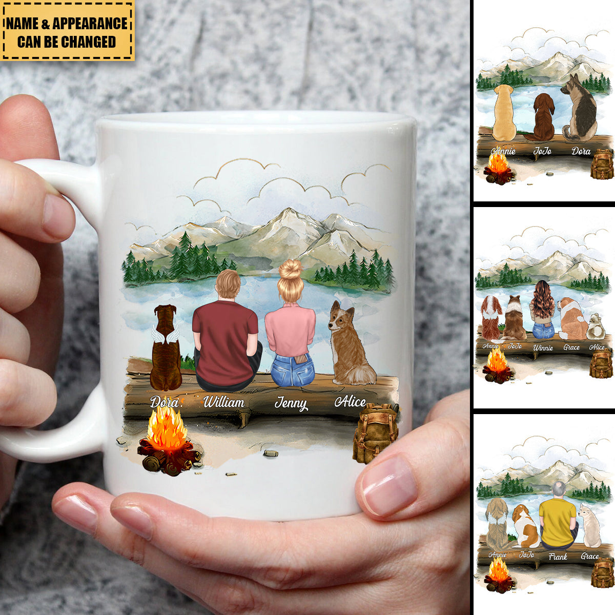 Hiking Mountain Dog And Couple - Personalized Mug, Gift For Dog Lovers