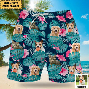 Upload Photo Dog Cat Kid Men's Beach Shorts