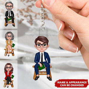 Teacher Appreciation Gift Thank You Teacher Sitting Personalized Keychain