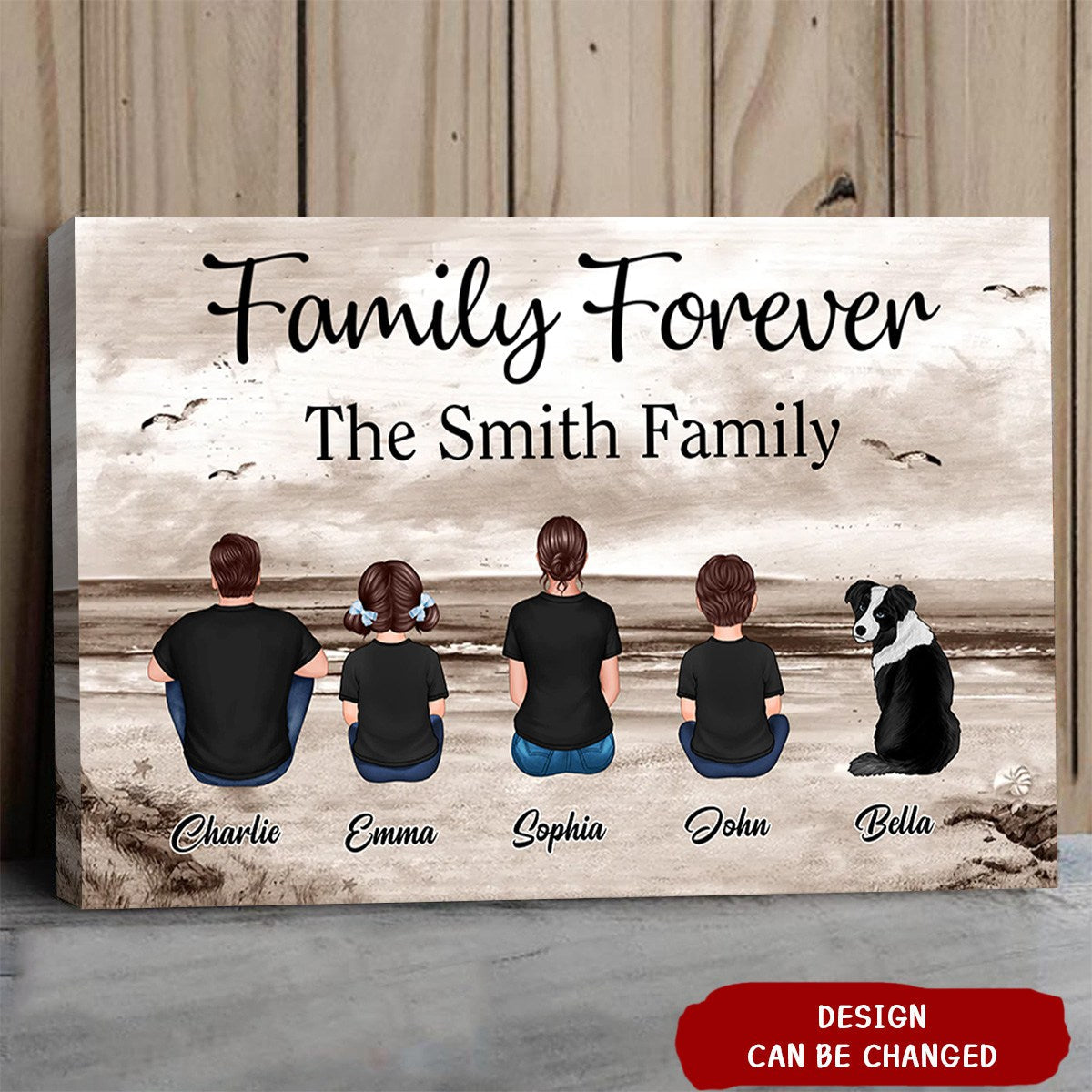 Custom Family Retro Vintage Beach Landscape Poster, Mother's Day Gift, Father's Day Gift