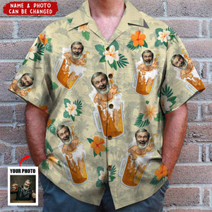 Custom Photo Beer Man Personalized Hawaiian Shirt